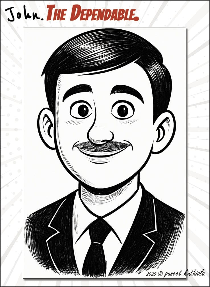 Friendly illustrated portrait of Puneet Kuthiala in a professional suit.
